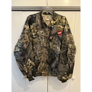 VTG Mossy Oak Chamois Jacket PSE ARCHERY Men Sz 2XL Break Up Camo MADE IN USA